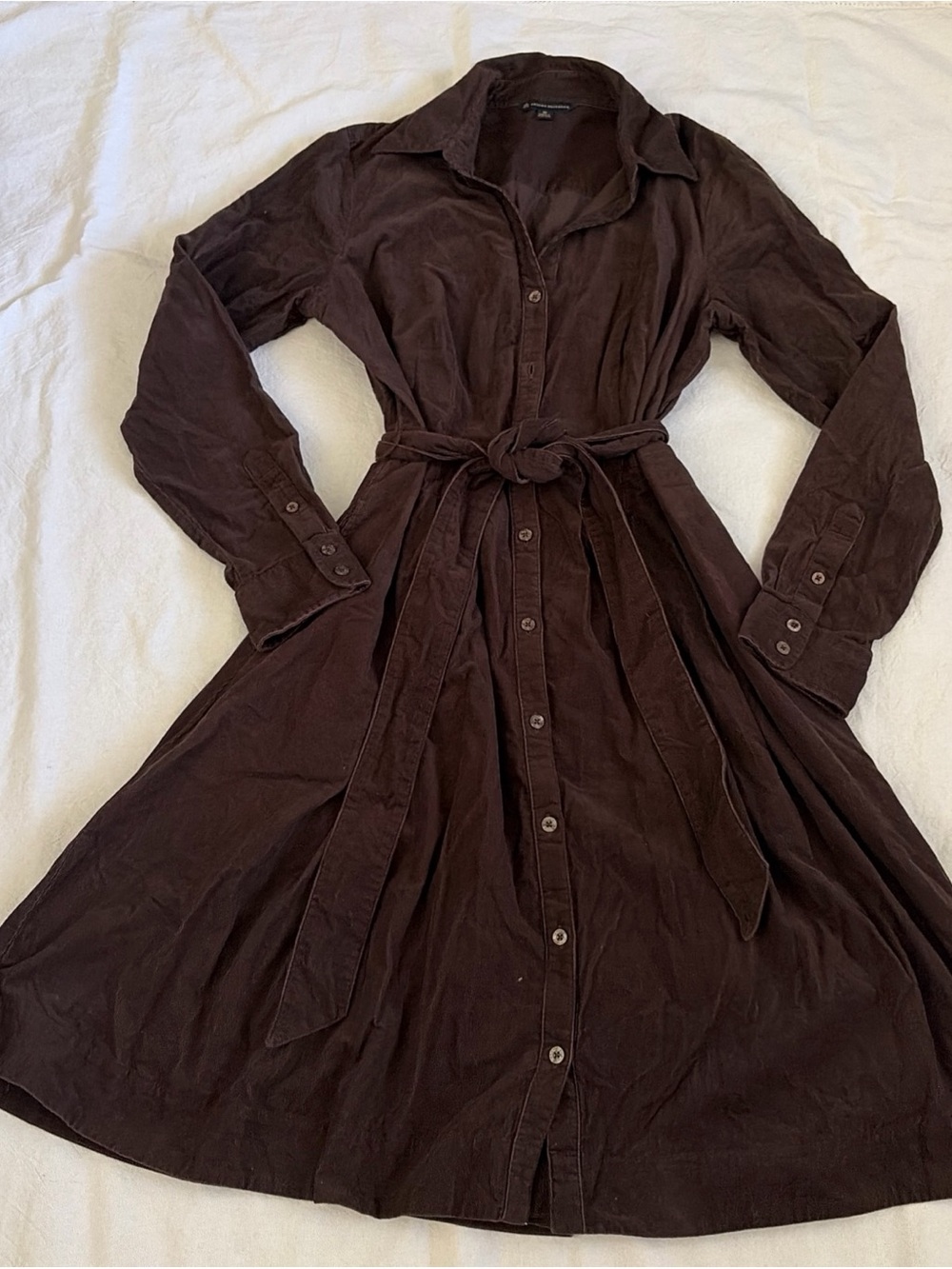 Brooks Brothers Corduroy Button-Front Belted Women’s Dress in Dark Brown